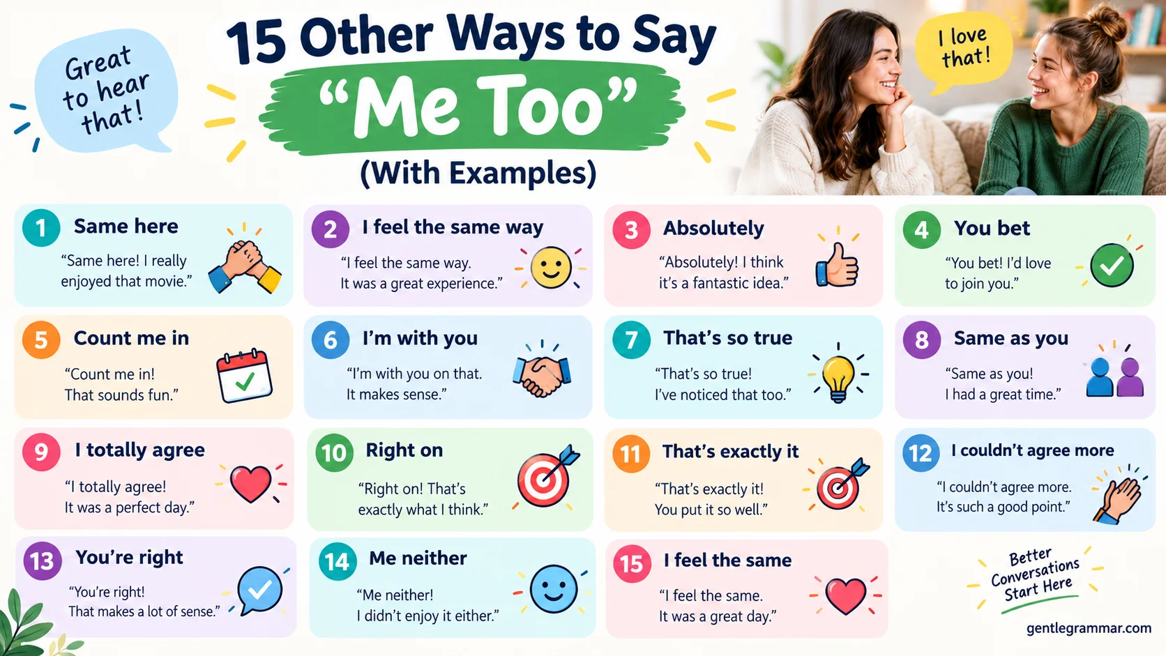 Other Ways to Say “Me Too”
