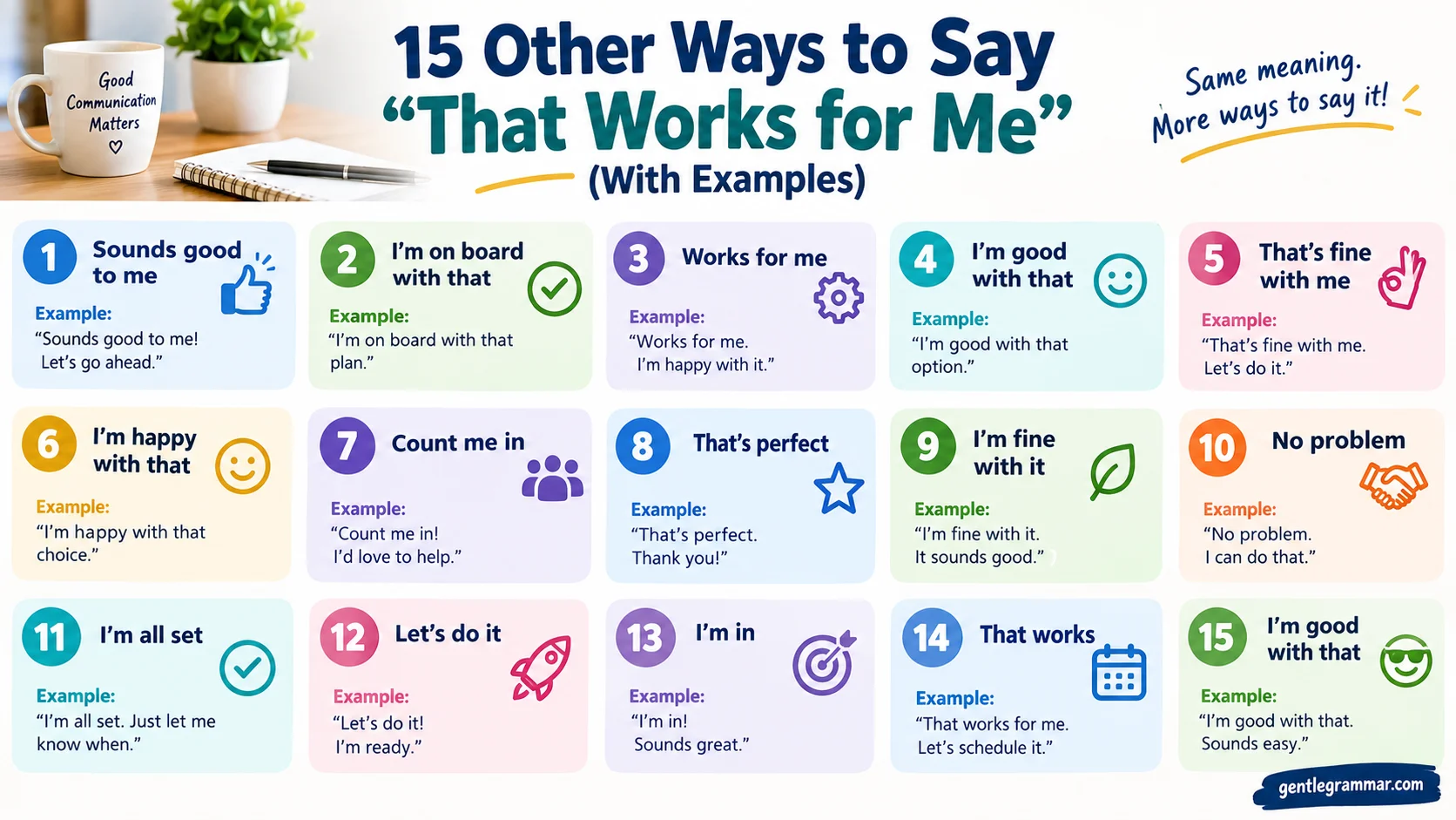 Other Ways to Say “That Works for Me”